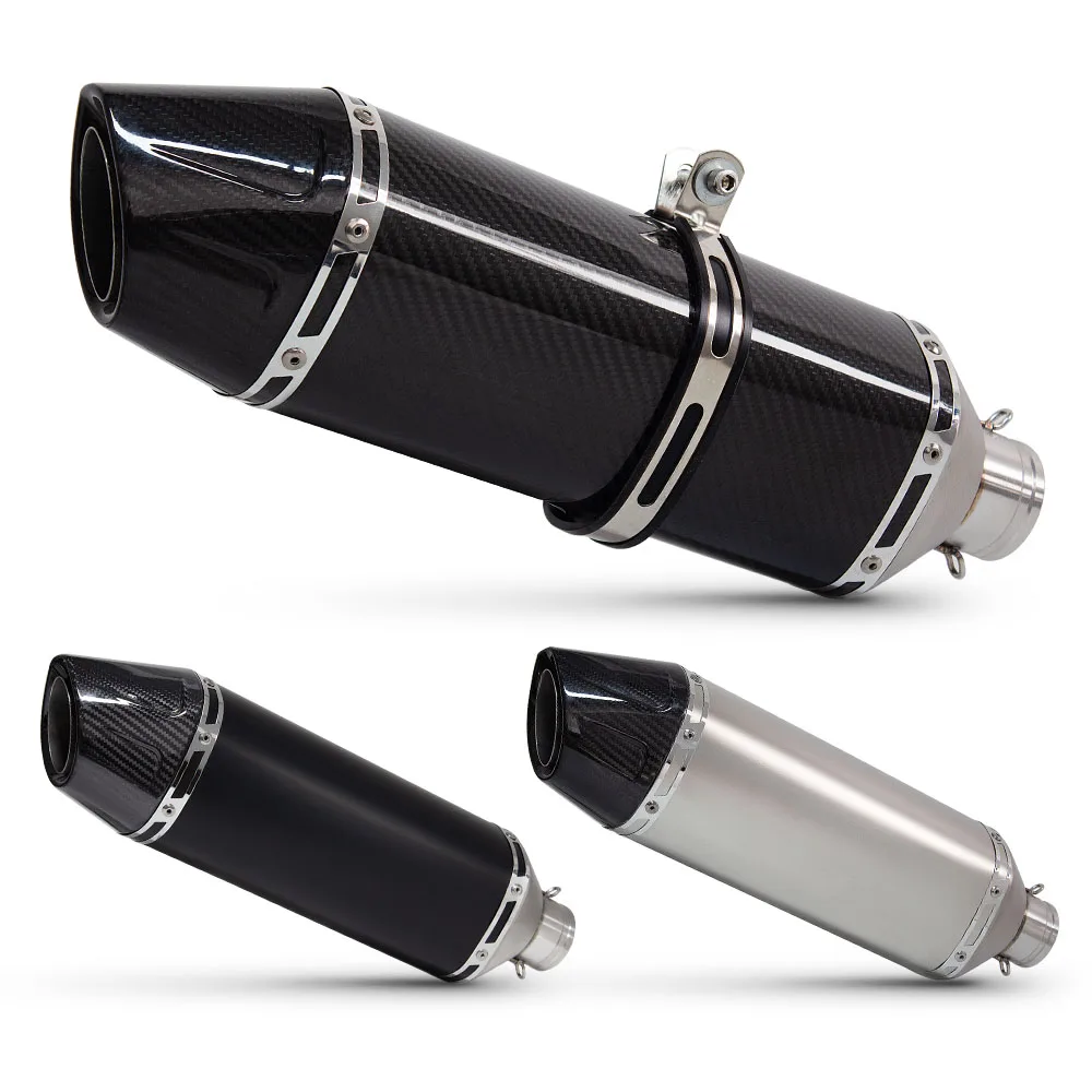 51mm Universal Motorcycle Exhaust Accessories Carbon Fiber Muffler For CBR650R NINJA650 ZX6R R6 MT07 CB750 GSXR750 GSX8S C650 GT