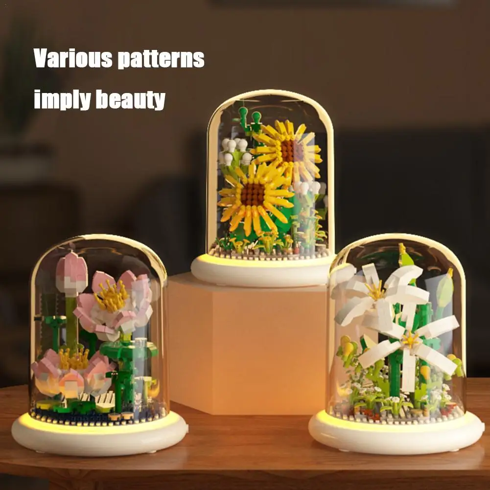 

Flower Bricks Potted Building Blocks Creative Decoration Tabletop Blocks For Girl Holiday Gift