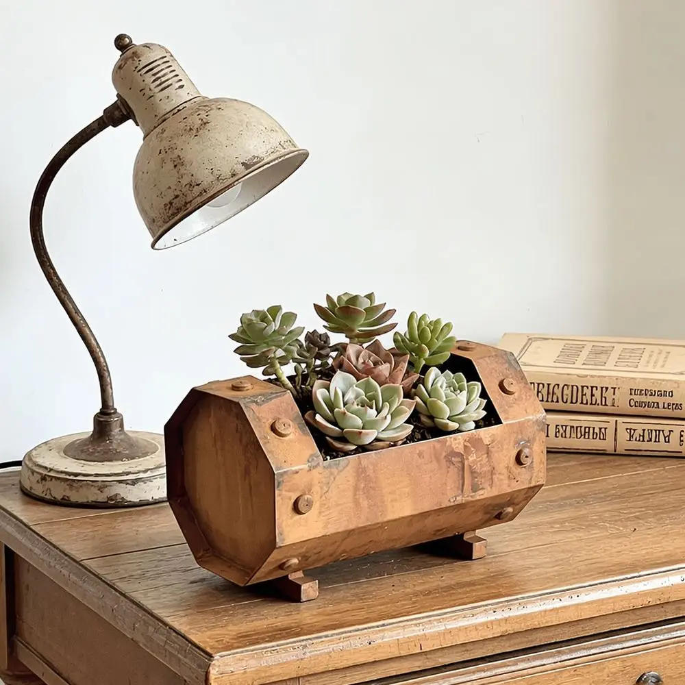 Rustic Solid Wood Wine Trough Planter Retro Style Succulent Holder Decorative Flower Pot For Garden Home Decor