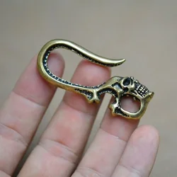 punk skeleton skull head raw brass Japanese fish U hook keychain EDC jean chain DIY craft supplies