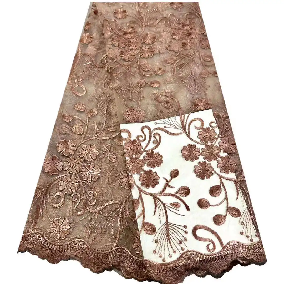 Imagem -02 - Venda Quente Africano Malha Lace Tecido Flores Tule Bordado Artesanato Costura Designer Suprimentos Banquete Festa Vestido de Noiva Jardas