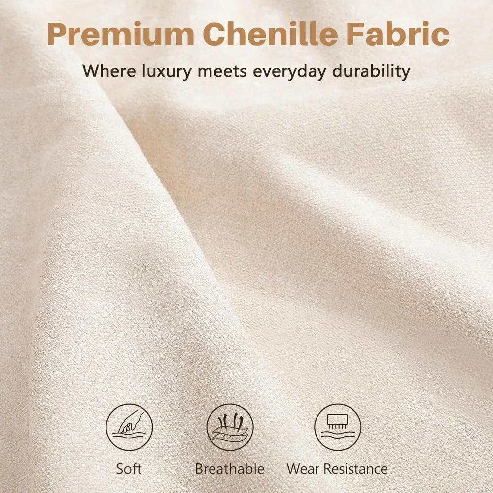 أريكة شانيل مقاس 87 بوصة لغرفة المعيشة، أريكة مريحة بثلاثة مقاعد مع مسند ذراع عريض، وسائد زنبركية سميكة، غطاء قابل للإزالة #4