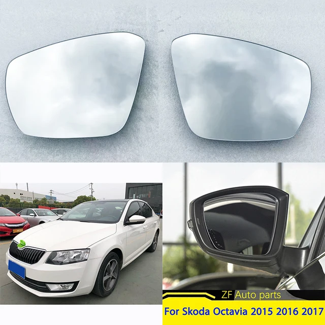 Dla Skoda Octavia 2015 2016 2017 Auto Akcesoria Samochodowe Lusterko boczne Soczewki Drzwi Skrzydło Lusterka wsteczne Szklana soczewka z ogrzewaniem