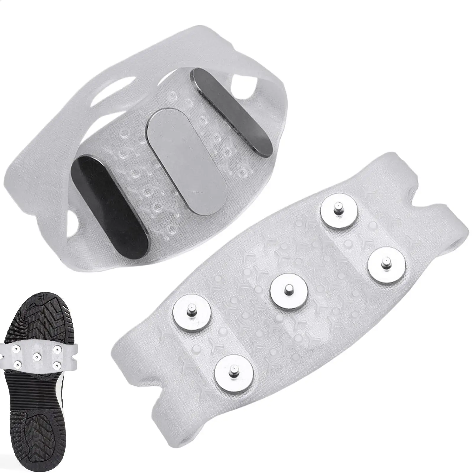 1 Pair Ice Shoes Grippers Camping Ice Shoe Spikes Anti-Slip Snow Ice Gripper Non Slip 5-Claw Ice Snow Grips Anti-Skid Shoe Cleat