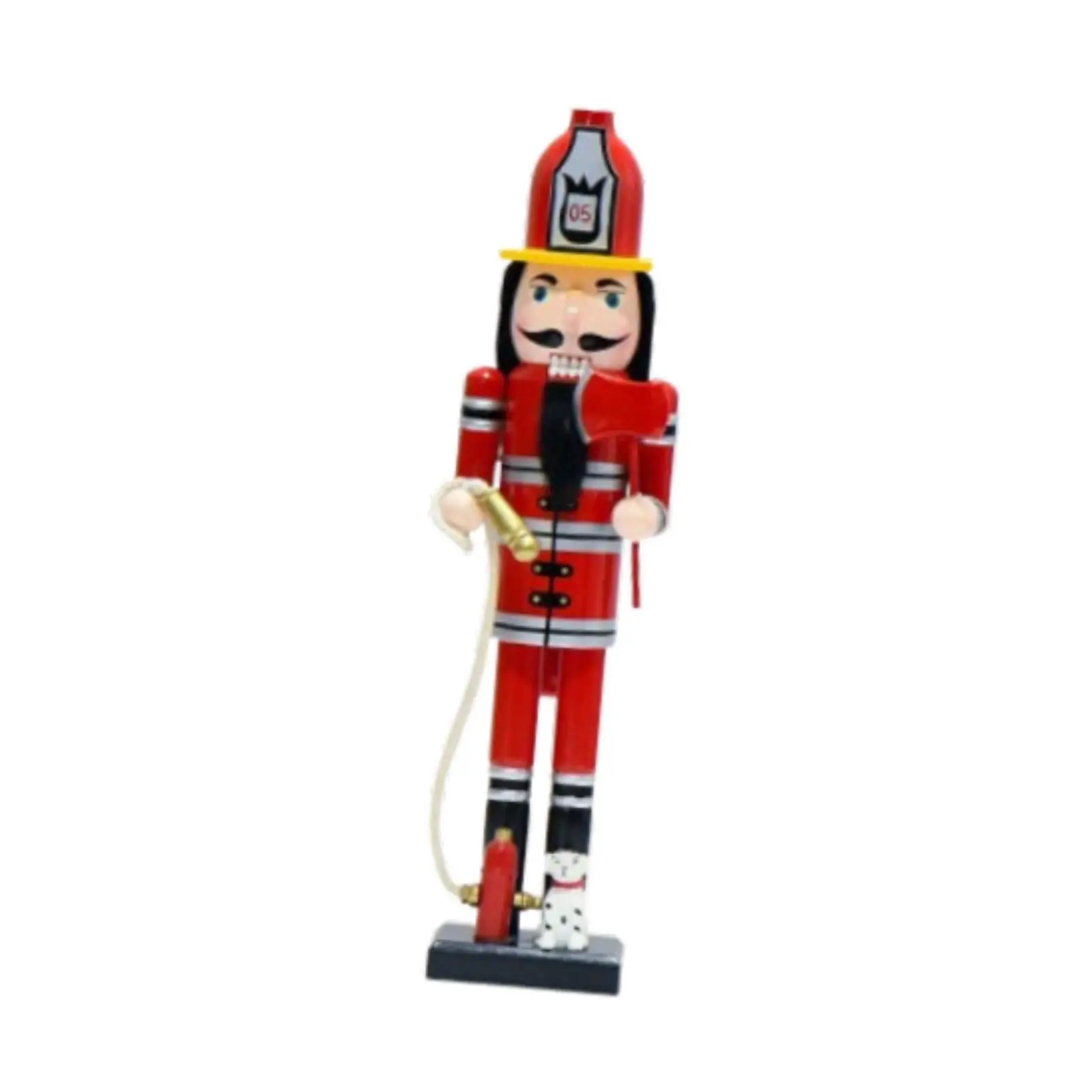 Wood Xmas Nutcracker Nutcracker Firefighter Christmas Nutcracker Figure for Craft Gift Desk Decor Festive