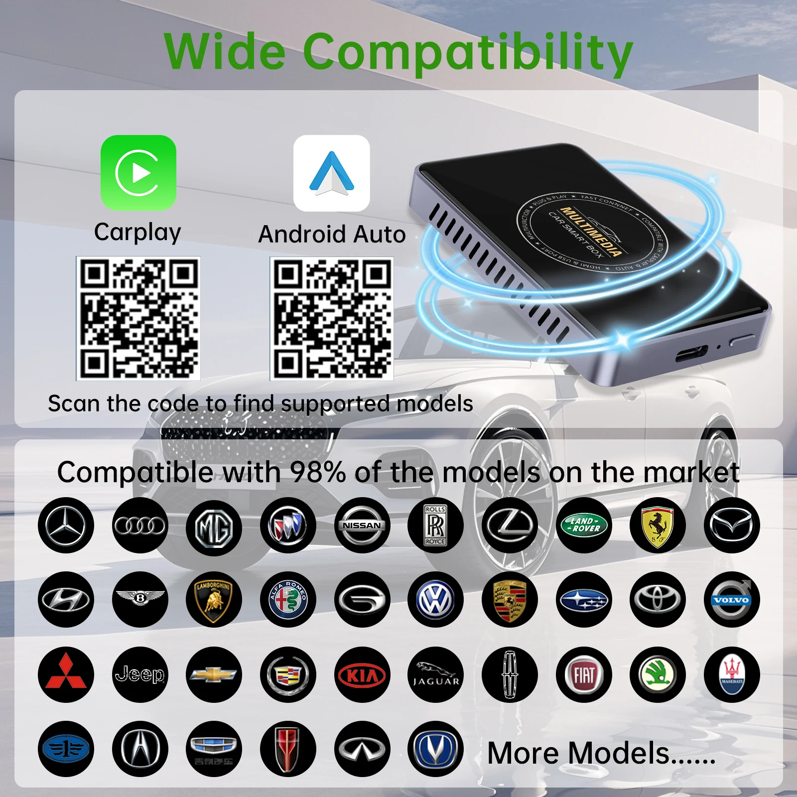 2in1 AI Box Wireless CarPlay Adapter For iPhone Apple Android Auto Wireless CarPlay Adapter Smart AI Box USB Multimedia Video - Image 6