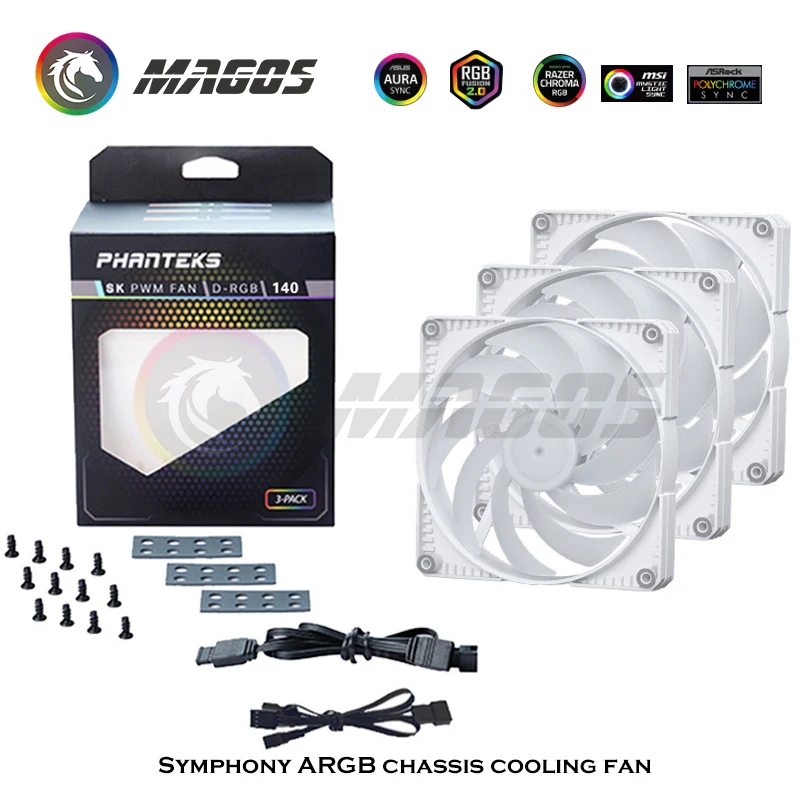 Phanteks 120MM PWM Ventole di raffreddamento silenziose 3 pezzi Kit 5V 3Pin ARGB AURA SYNC CPU Cooler Bianco per case del computer Radiatore per