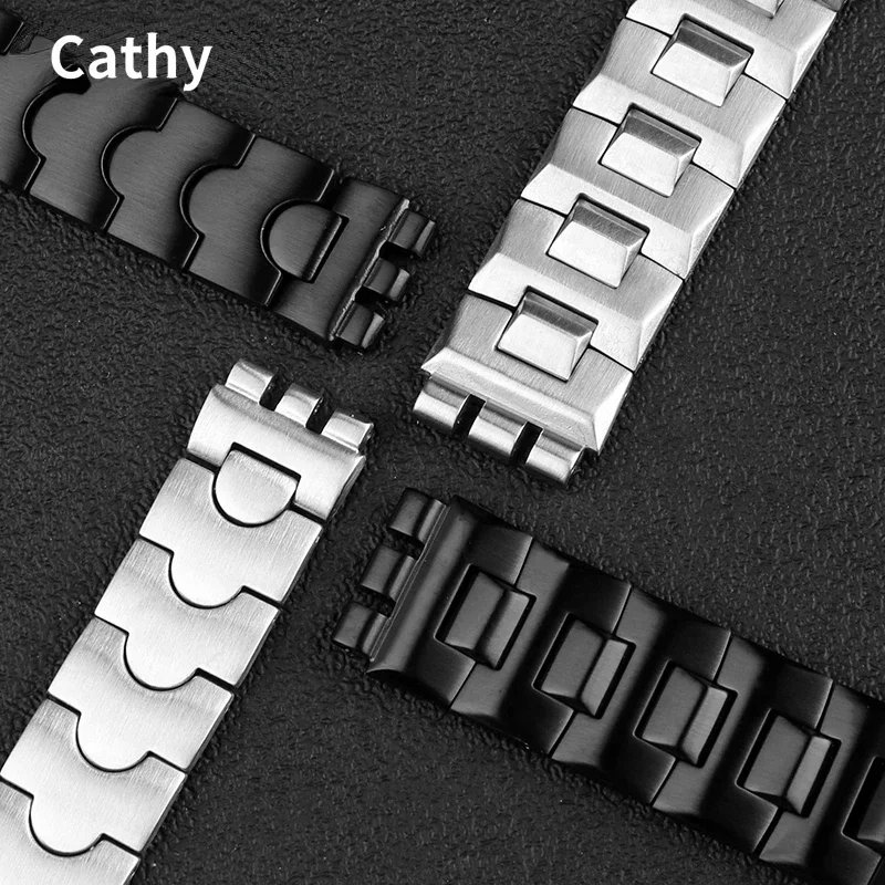 Stainless Steel Watch Band for Swatch Ygs749g Ycs511g Waterproof Sweat-Proof Wear Comfortable Concave-Convex Watch Strap17 19mm image 2