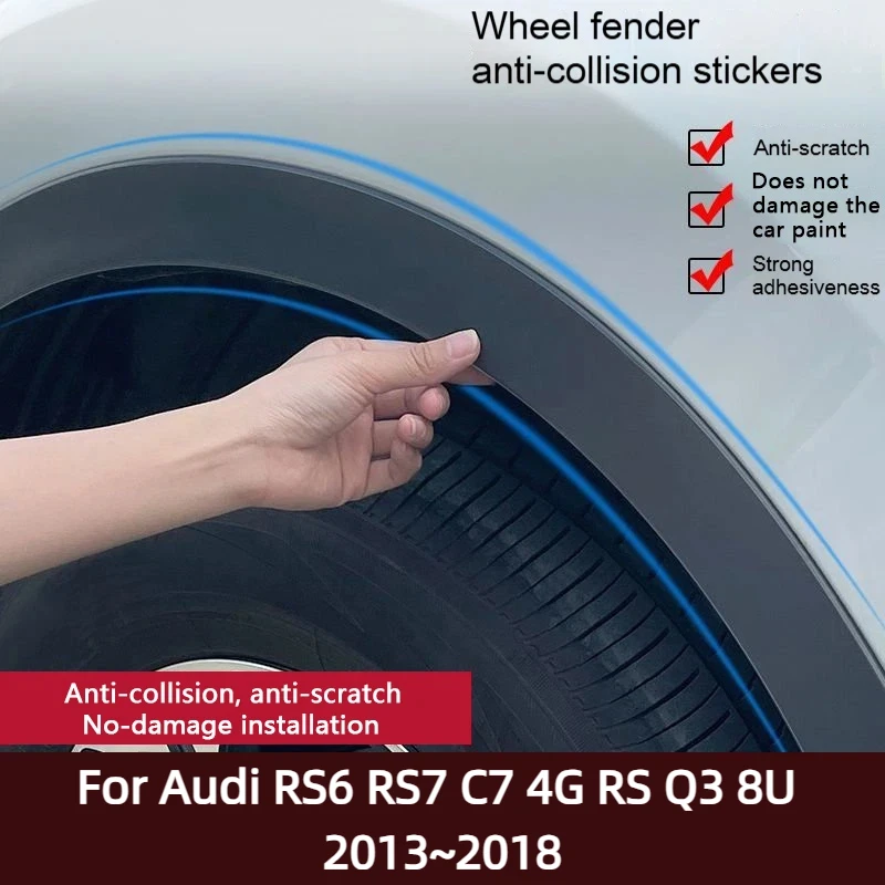 For Audi RS6 RS7 C7 4G RS Q3 8U 2013~2018 Car Wheel Eyebrow Wheel Arch Lip Anti wear and scratch Protect Trim Strips Accessories