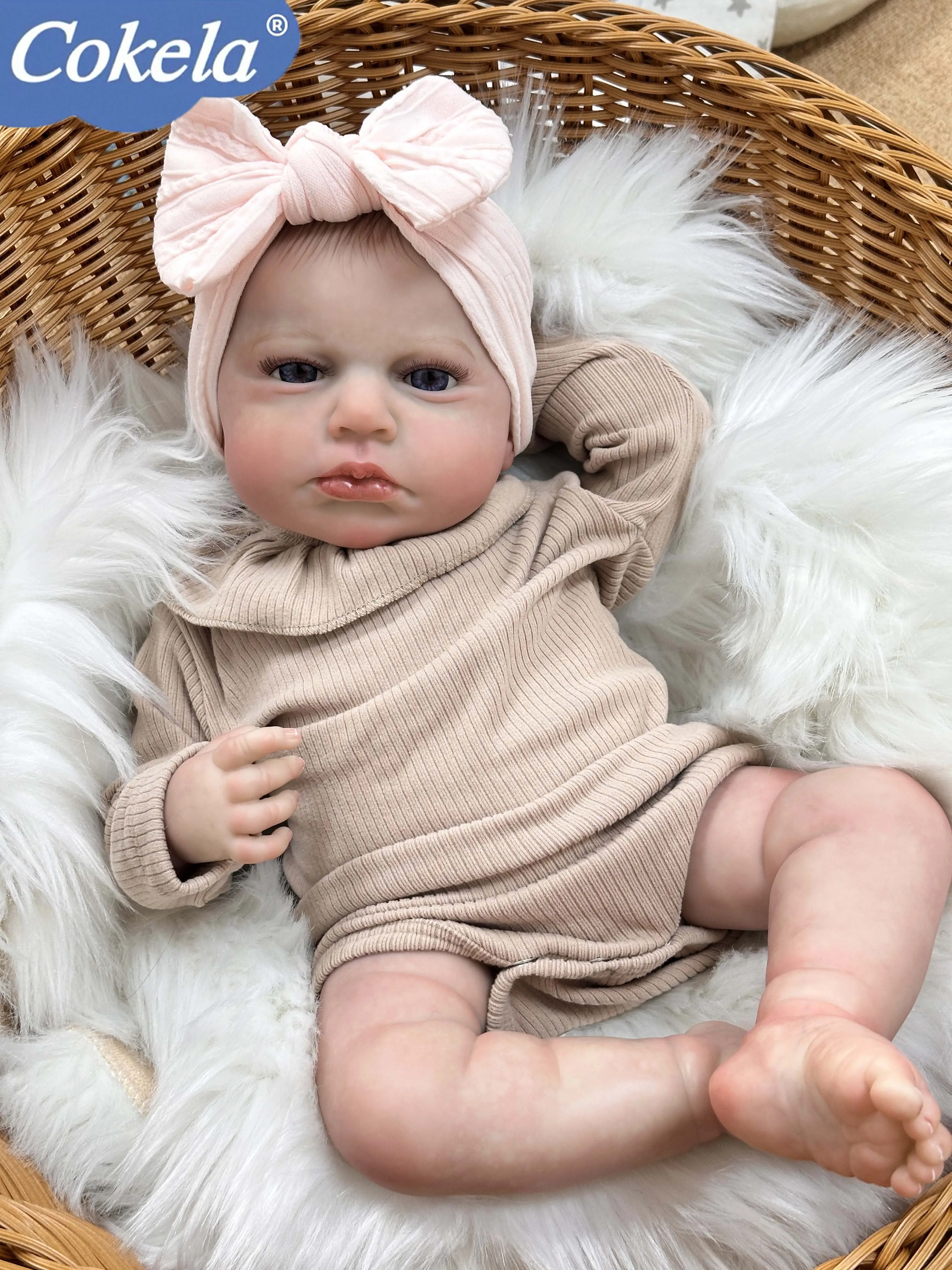 

Cokela 20 дюймов/50 см реалистичная кукла милая виниловая кукла настоящая мягкая на ощупь детская игрушка кукла ручной рисунок волос силиконовая Reborn Baby