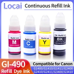 Recarga a tinta para impressora Canon PIXMA, GI-490, G1400, G1410, G1411, G2400, G2410, G2411, G3400, G3410, G3411, G4400, G4410, 4411