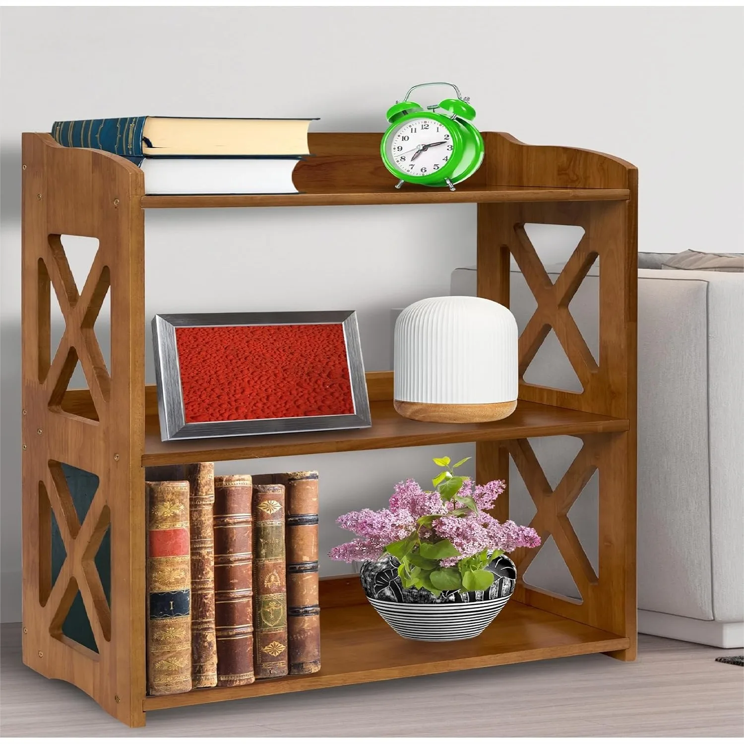 Wooden 3 Tier Bookshelf, Small Bookcase Storage Shelf for Bedroom Living Room Office, Open Shelf Organizer