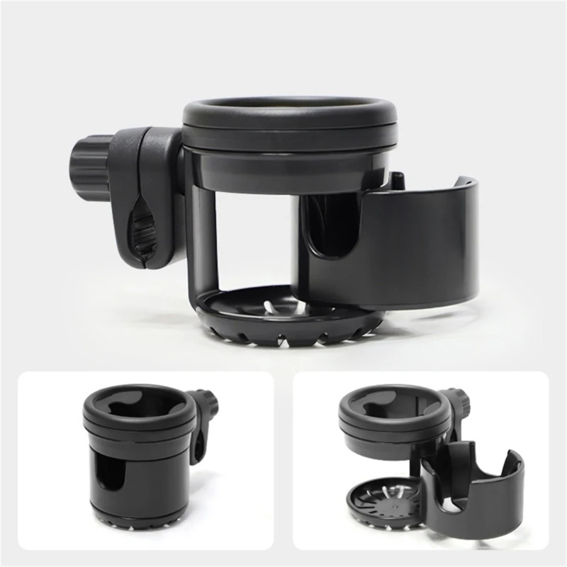 Pram Double Bottle Holder Universal Cup Holder 360° Rotating Coffee Holder Stand D5QA