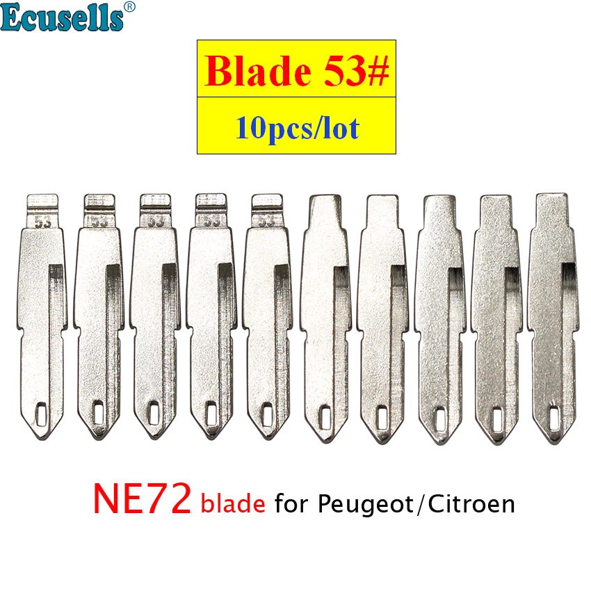 10pcs/lot NE72 Car Key Blank for Peugeot 206 306 405 for Citroen KD blade #53 for Folding Flip Uncut Key Blade Fob