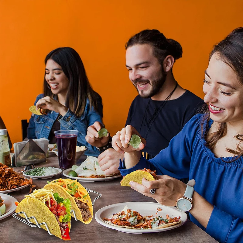 Uchwyt na Taco meksykańska półka na pizzę Burrito chipsy ziemniaczane muszle Taco stojak ze stali nierdzewnej kreatywnego stojaka na naleśniki