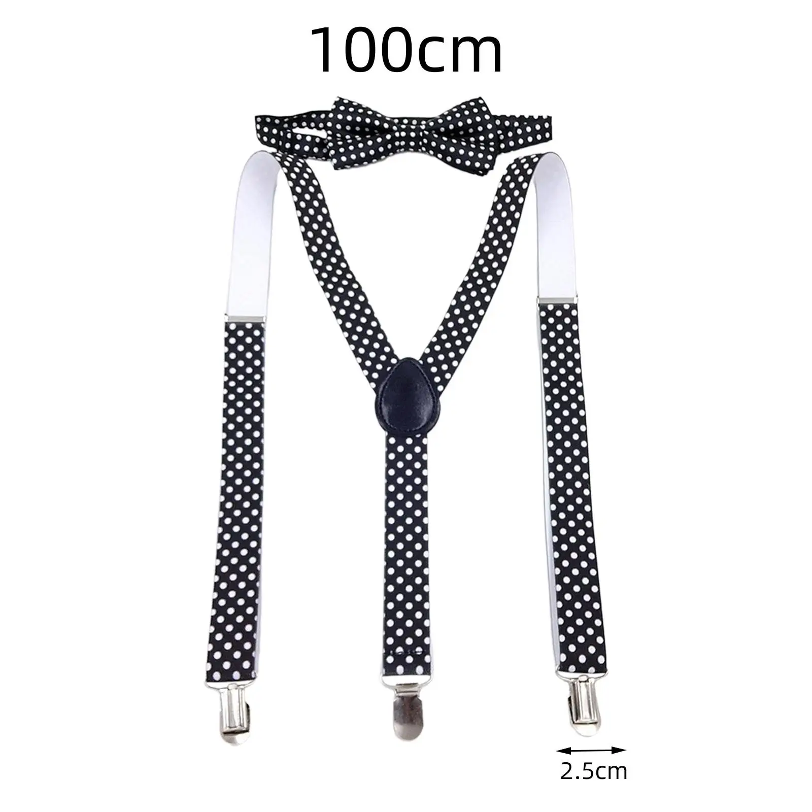 Kids Suspender Bowtie Set with Clips Elastic Straps Adjustable Braces Pants Suspender for Jeans Wedding Cosplay Trousers Party