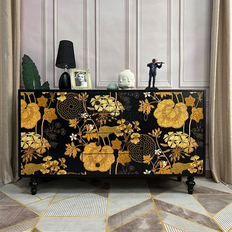 

*FG44*French retro style dining side cabinet household living room storage decorative cabinet