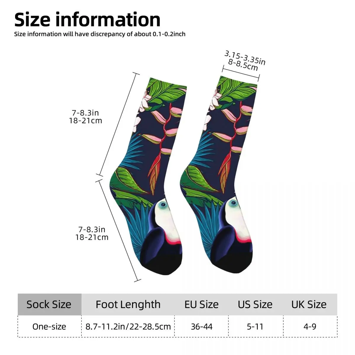 All Seasons Crew Stockings Toucan Tropical Flowers Design Socks Casual Long Socks for Men Women Valentine's Day Gifts