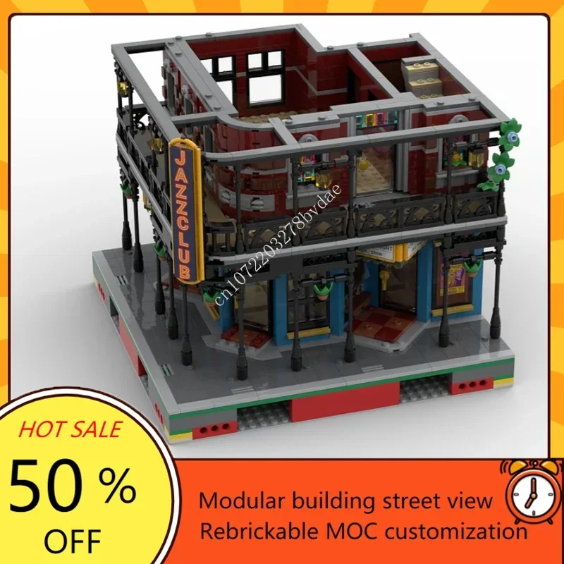 3493 Stuks Nieuwe Orleans Jazzclub Modulaire Moc Creatieve Straatbeeld Model Bouwstenen Architectuur Assemblage Model Speelgoed Geschenken