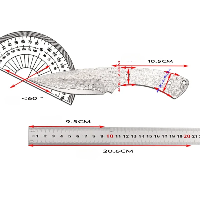 GV10 Damasco acero DIY cuchillo semiacabado palanquillas barra integrada hoja fija cuchillo embrión supervivencia Camping cuchillo Material