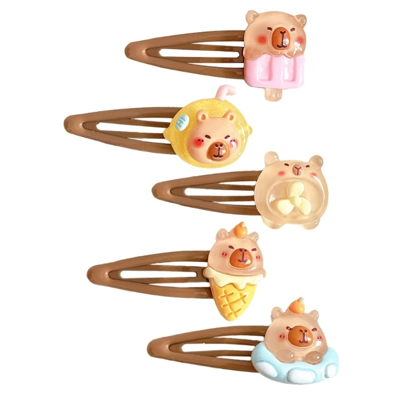 Girl Flat Clip Hairpin Ornaments Capybara for Women Girl Bunches Hairclip Sweet Lemon Capybara Photo Props