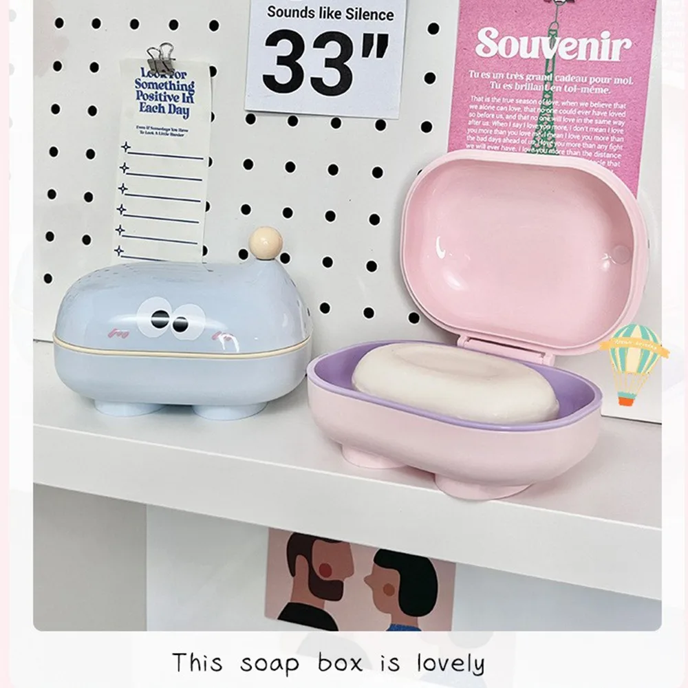 Hight Quality Cartoon Soap Box Holder Transparent Wall Mounted Soap Dish Drainable Container Soap Rack Bathroom