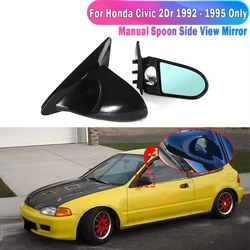 2pcs Car Side Wing View Mirror Manual Adjustment Rearview Mirror For Honda Civic EG 2D 1992-1995 Black/Carbon Fiber