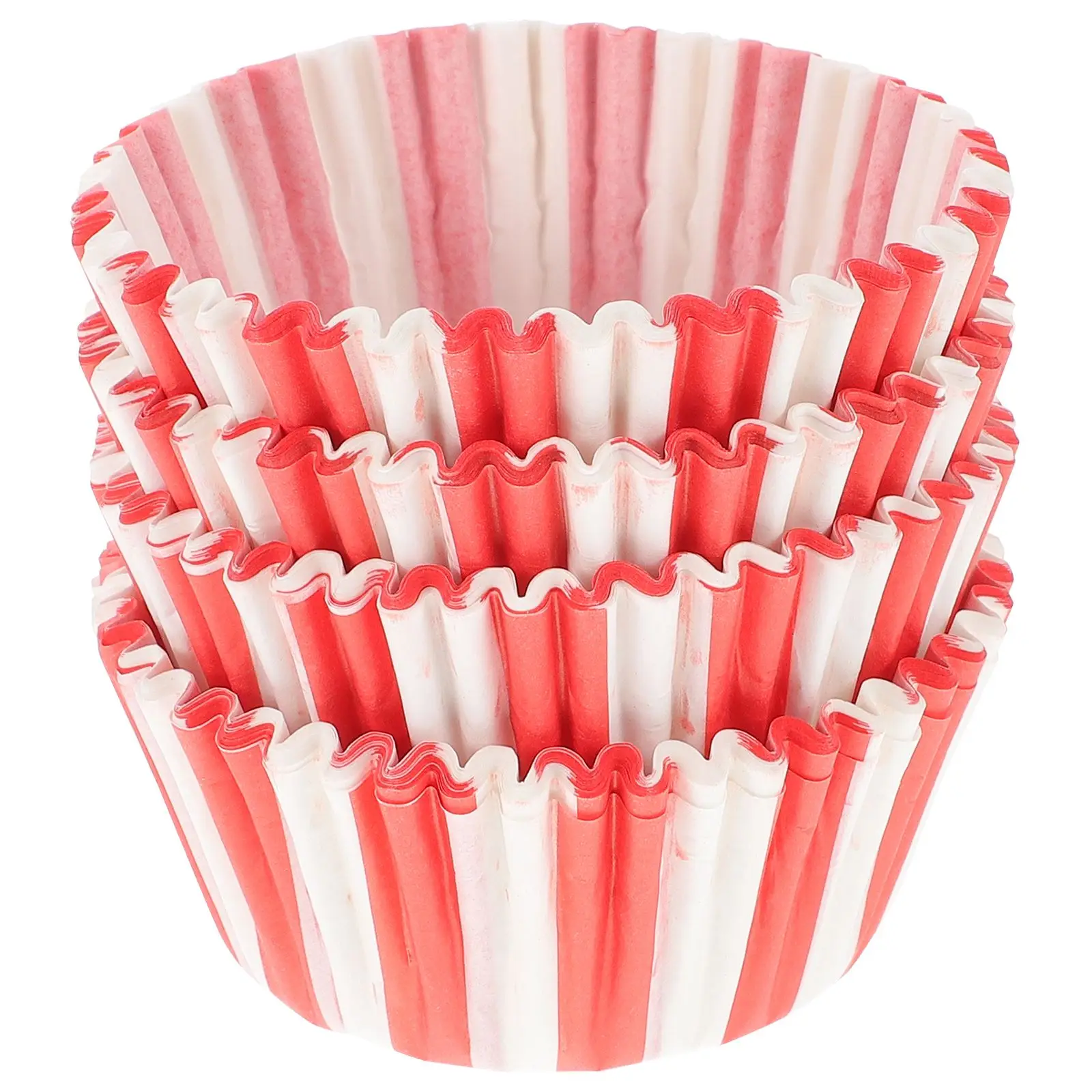 100pcs Red and White Stripes Paper Muffin Cups Baking Paper Cup Cupcake Paper Cups Wrapper Baking Cup Set Bakery Party Supplies