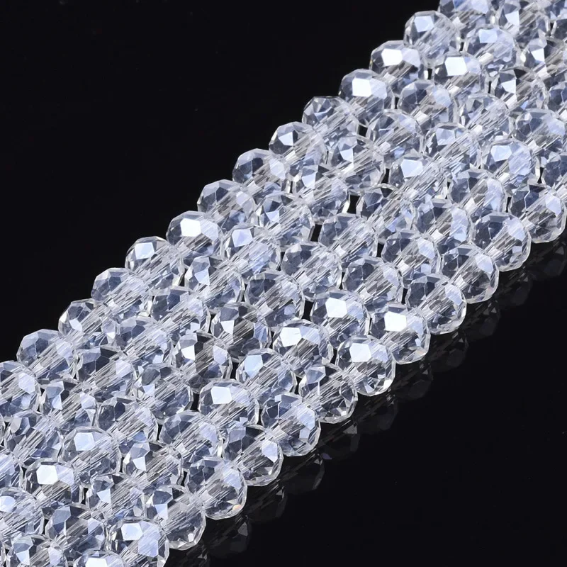 10Strand Electroplate Glass Beads Strands Pearl Luster Plated Faceted Rondelle 8x6mm Hole: 1mm about 72pcs/strand 40cm