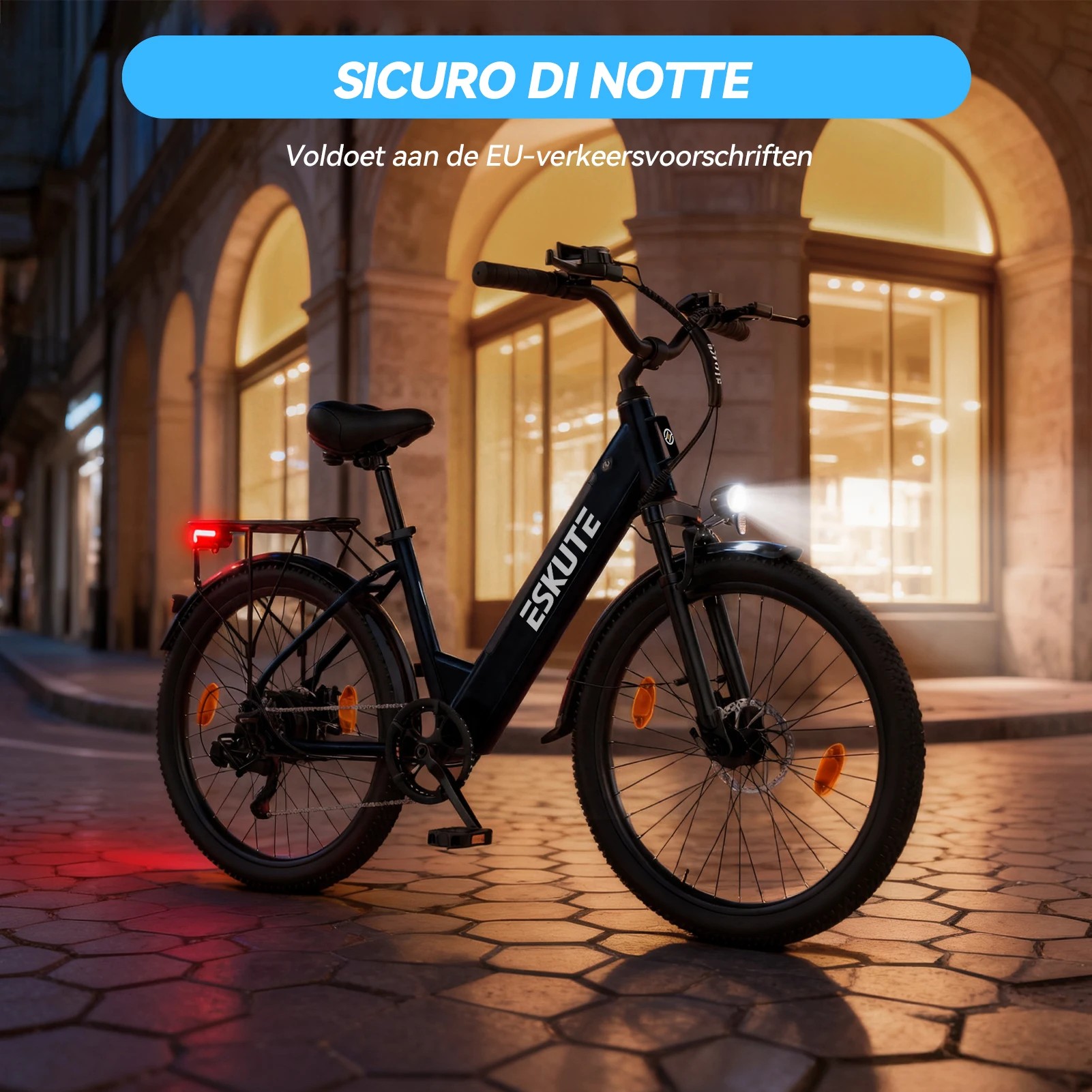 ESKUTE C100 Plus Elektrofahrrad 250W Motor 25 km/h 36V13AH Abnehmbarer Akku Mit SHIMANO 7-Gang-Elektrofahrrad IP65 Wasserdicht – Detail 6