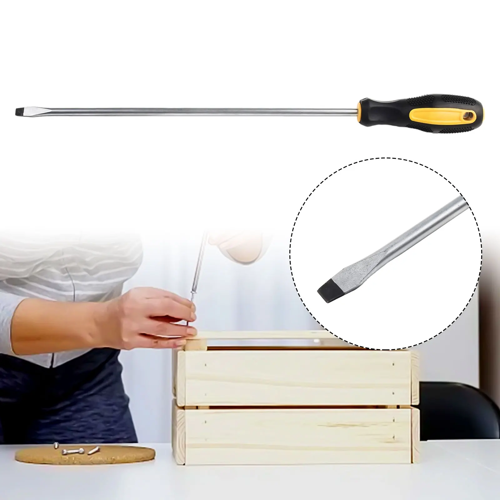 Extended \\Screwdriver Long \\Slotted \\Cross \\Screwdriver Rubber Handle 410mm Multipurpose Magnetic Electric Screwdriver Tool