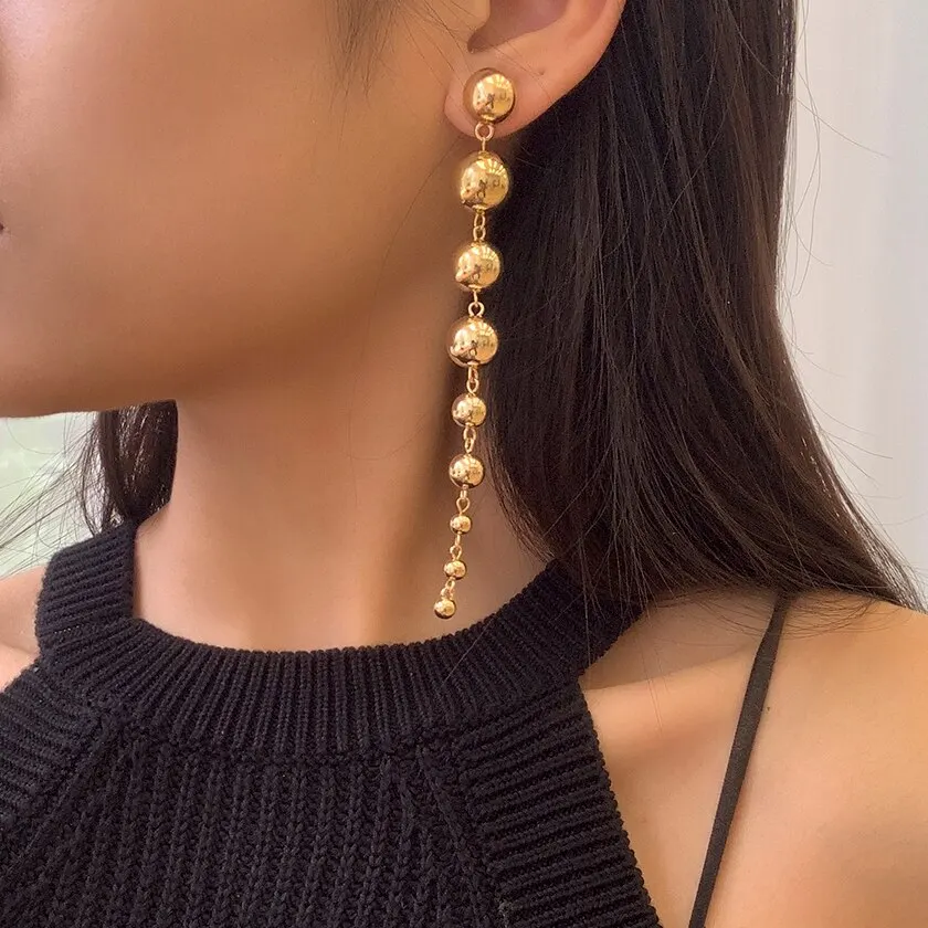 Punk Vintage Lange Hängende Große Kugel Anhänger Tropfen Ohrringe für Frauen Klassische Acryl Perle Quaste Baumeln Ohrringe Ohr Schmuck Geschenk