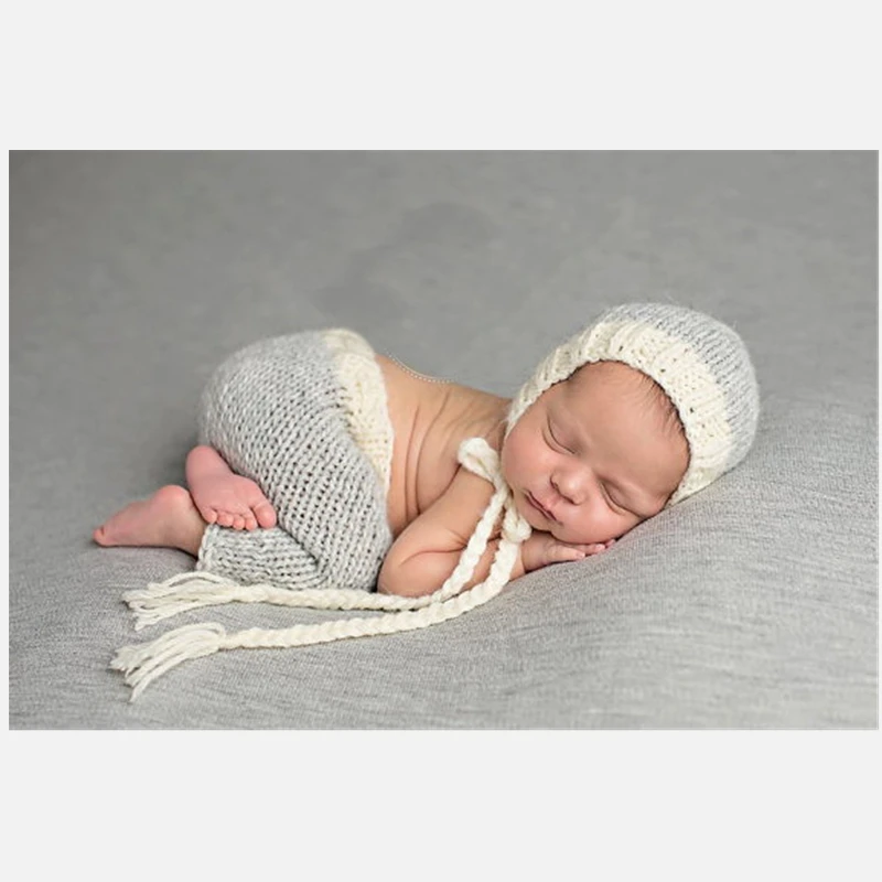 Newborn Hat ,Crochet Baby Boys knitting Hat & Pants Set, Newborn kintting Photography Prop Size: 0-1M And 3-4M