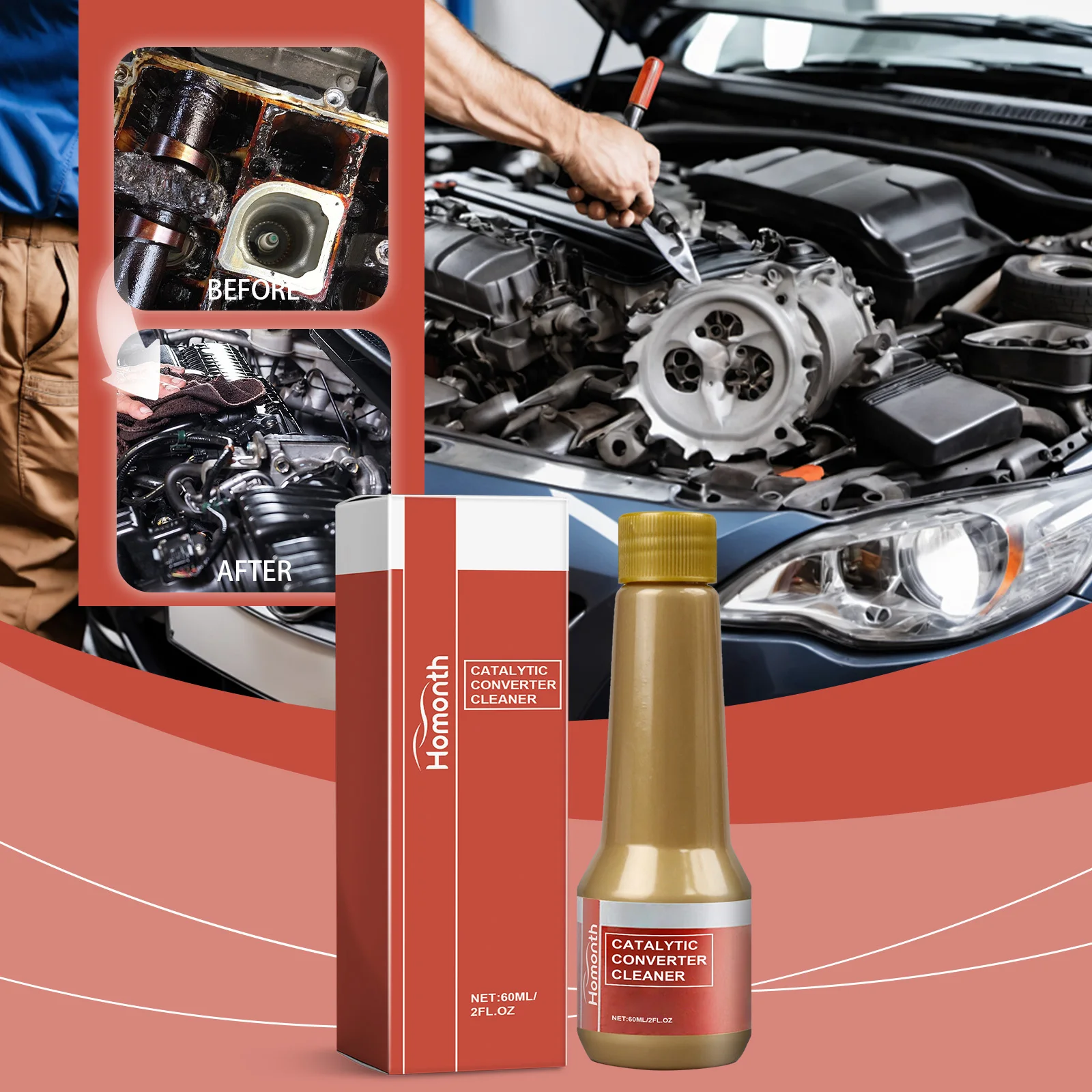 Catalytic Converter Cleaner Engine Carbon Deposit Remove Boost Combustion Efficient Fuel Saver Rust Protect Engine Enhance Agent