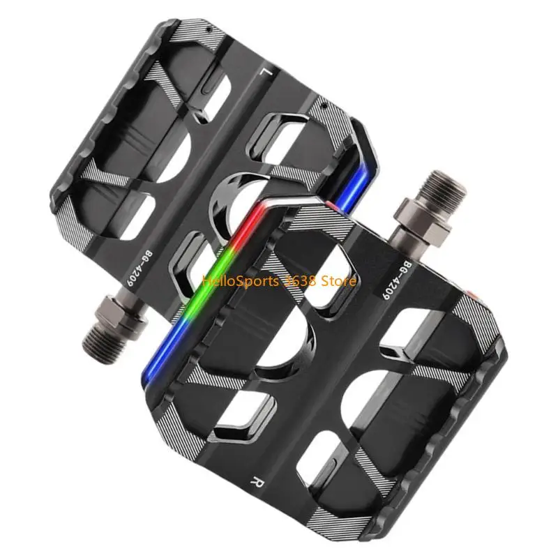 

A52F 9/16Inch Thread Three Bearing Bicycles Platform Footrest LED Light Bikes Pedals