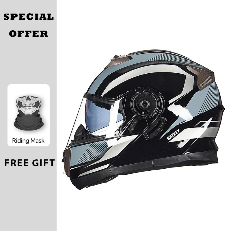 

High Quality Double Lens Flip Up Helmet ABS Full Face Motorcycle Helmets DOT ECE Approved Off Road Moto Racing Modular Helmet