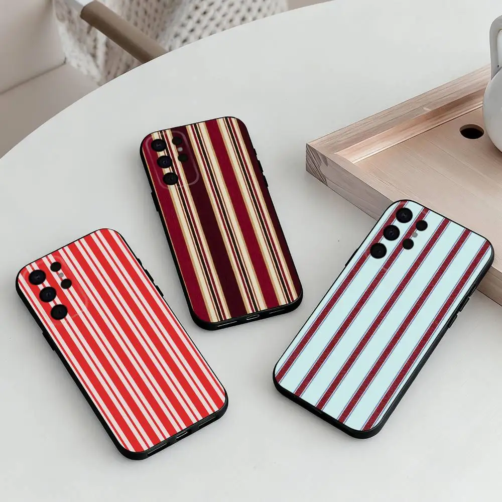 

B-Burgundy W-White Stripe Phone Case For Samsung S25,S24,S21,S22,S23,S30,Ultra,S20,Plus,Others Soft Black Case