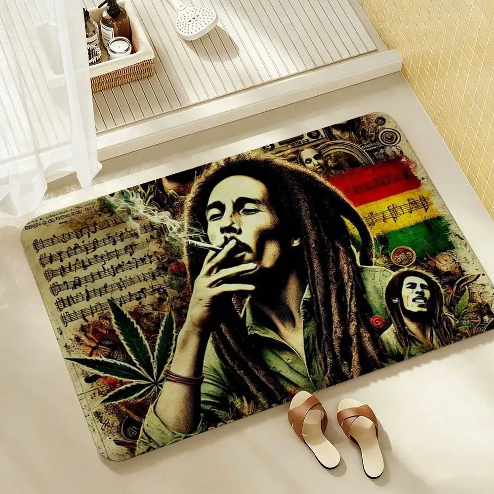 B-Bob Marley  Shower Room Absorbent Small Floor Mat Soft Comfortable Decorative Foot Mat
