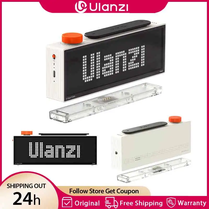 Ulanzi TC002 Pixbar スマートピクセルクロックII 充電ドック付き デスクトップクロック TikTok、YouTube、Instagram用 LEDディスプレイ スマートスタジオツール
