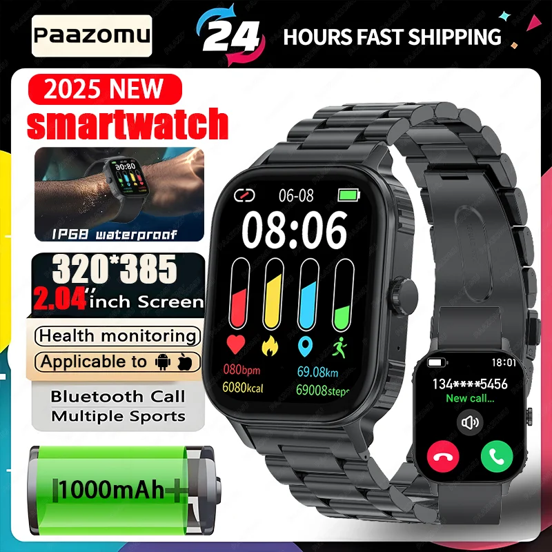 

2025 New Bluetooth Call Smart Watch Men Sports Fitness Tracker health monitoring IP68 Waterproof Smartwatch For Android and iOS