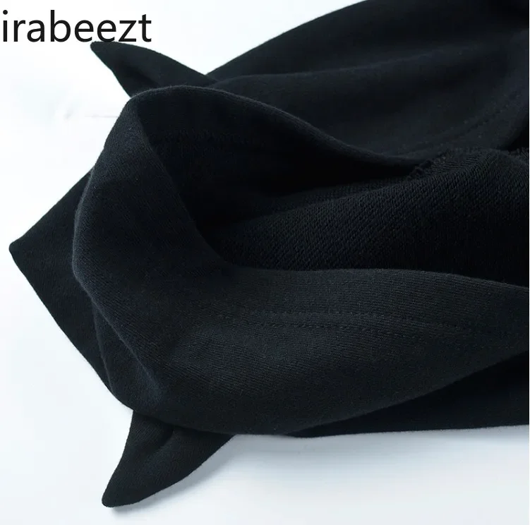 هوديي أسود امرأة الخريف الشتاء الخصر التخسيس كم طويل ليتل الأسود مقنعين فستان نحيل قصير هالوين فيستدوس دي موهير