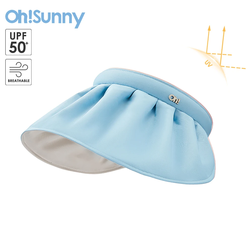 OhSunny  Women Sunshade Hat Sun Protection Wide Brim UPF50+ Empty Top Hats Dual Use Hair Hoop Sunhat Travel Beach Sunscreen