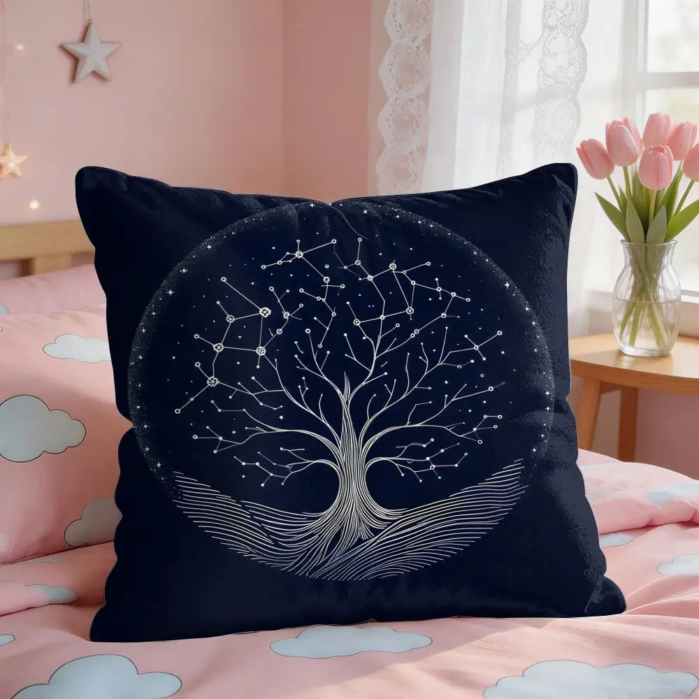Tree Of Life Abstract Cushion Cover Square Short Plush Pillow Case Living Room Sofa Home Decor Funda 40X40