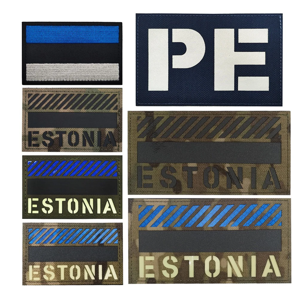 

ESTONIA Glow-in-the-dark Reflective Magic Patch Flag Embroidered Cloth Striped Armband Night Identification Badge