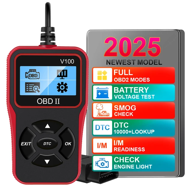Narzędzia diagnostyczne samochodu Czytnik kodów OBD2 V100 Plug and Play Skaner OBD 2 Cyfrowy wyświetlacz Uniwersalny