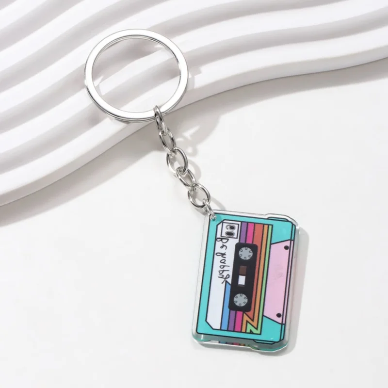 Creative เกมคอนโซล Rubik's Cube CD Recorder อะคริลิคพวงกุญแจสําหรับผู้หญิงผู้ชายของขวัญเพลงความบันเทิง Handmade ชุดเครื่องประดับ