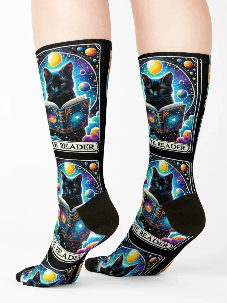 The Reader Funny Cat Tarot Card Parody Socks japanese fashion luxe Stockings Stockings man Socks Male Women's