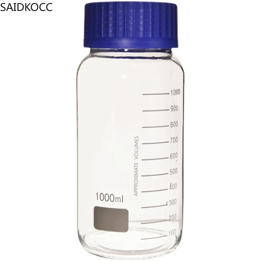 SAIDKOCC 250/500/1000ml GL80 Wide Mouth Blue Screw Cap Reagent Bottle Labrotary Glassware Chemical Experiment