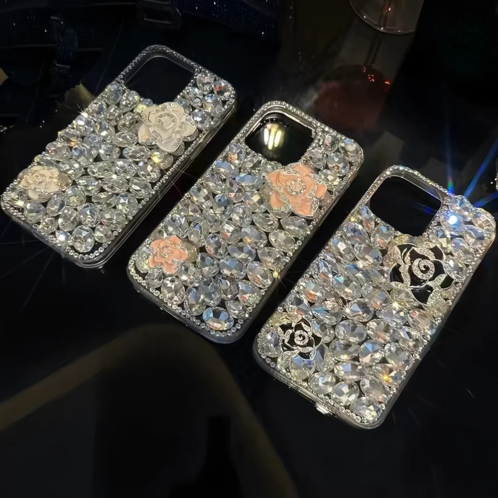 جراب هاتف لهاتف VIVO Y400 Pro Y300 Y200E Y200 Y300 Y300T Y04 Y03 T4 T3X T4X 4G 5G حالات فاخرة ثلاثية الأبعاد حجر الراين بلينغ غطاء مرصع بالجواهر