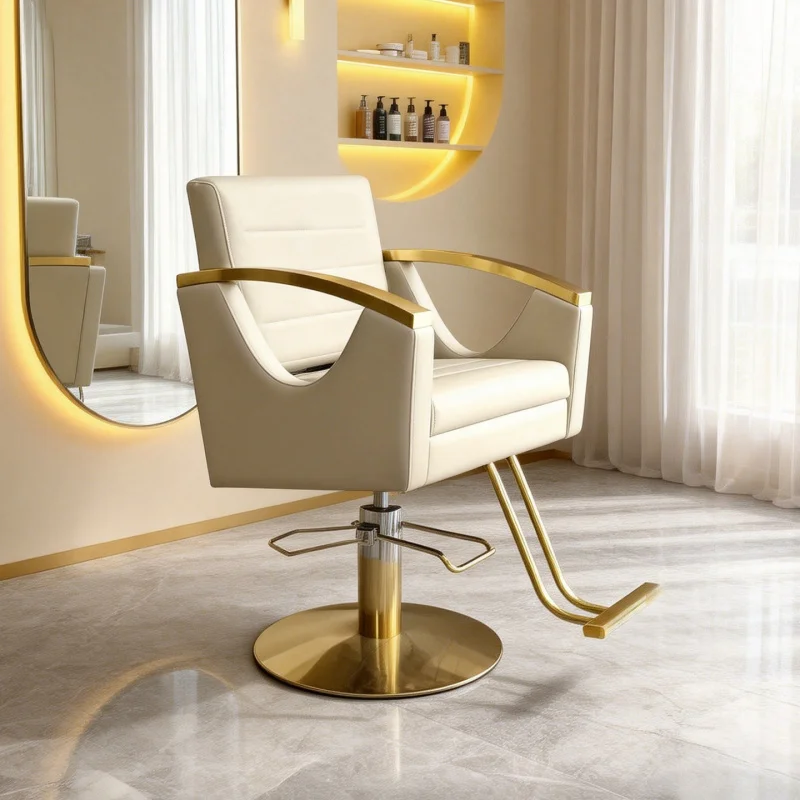 , Trendy Barber Shop , Adjustable Rotating Stainless Steel Cutting And Dyeing Chair Hair Salon
